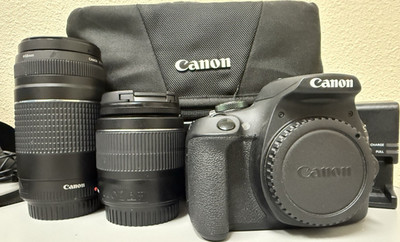 Canon EOS Rebel T7 DSLR Two Lens Kit 18-55mm & 75-300mm Lenses Black