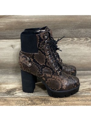 CHARLES BY CHARLES DAVID Womens Gray Snake 1'' Platform Wyatt Booties 6.5 M