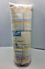VTG Carters Square Plaid Receiving Cotton Blanket Pink Blue Yellow Baby Basics