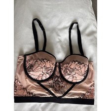Auden Ice Rose Small Intimates Bustier Corset Bra Pink Black Floral Lace