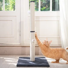 Cat Scratching Post, 31"H Sisal Vertical Scratcher Post with Toys for Indoor