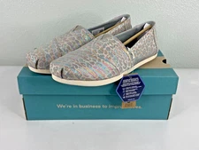 Toms Women Alpargata Slip On Shoe Grey Metallic Leopard Casual Comfort NWT