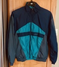Vintage 90s Nike Windbreaker Jacket Mens L Y2K Color Block Nylon Blue Gray READ 