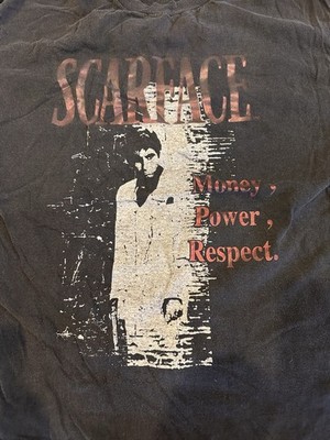 Scarface Money Power Respect Black Graphic Movie T-Shirt, Size L
