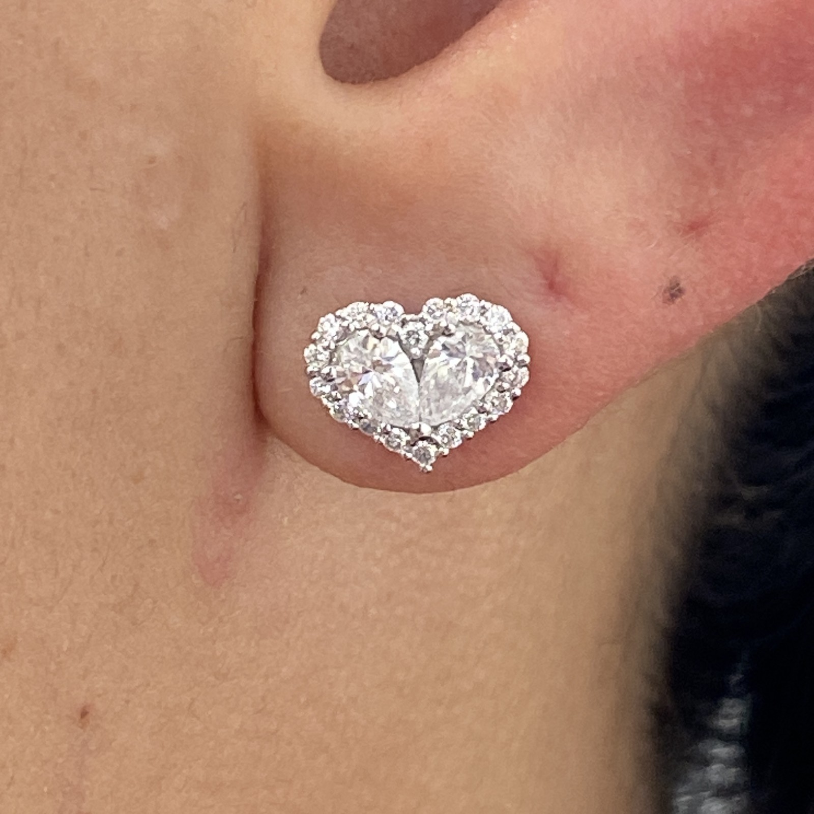 Pear Labcreated Diamond Stud Earrings 0.9ct TCW F/VS 14K White Gold