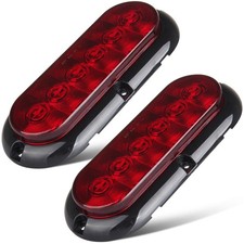 LBRST 2 x 6 Inch Oval LED Trailer Tail Lights 6 RED Led Stop 2, Red Light