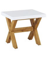 Moderner Gartenhocker Aus Faserzement Und Akazienholz Robuster Look Weiß Olbia