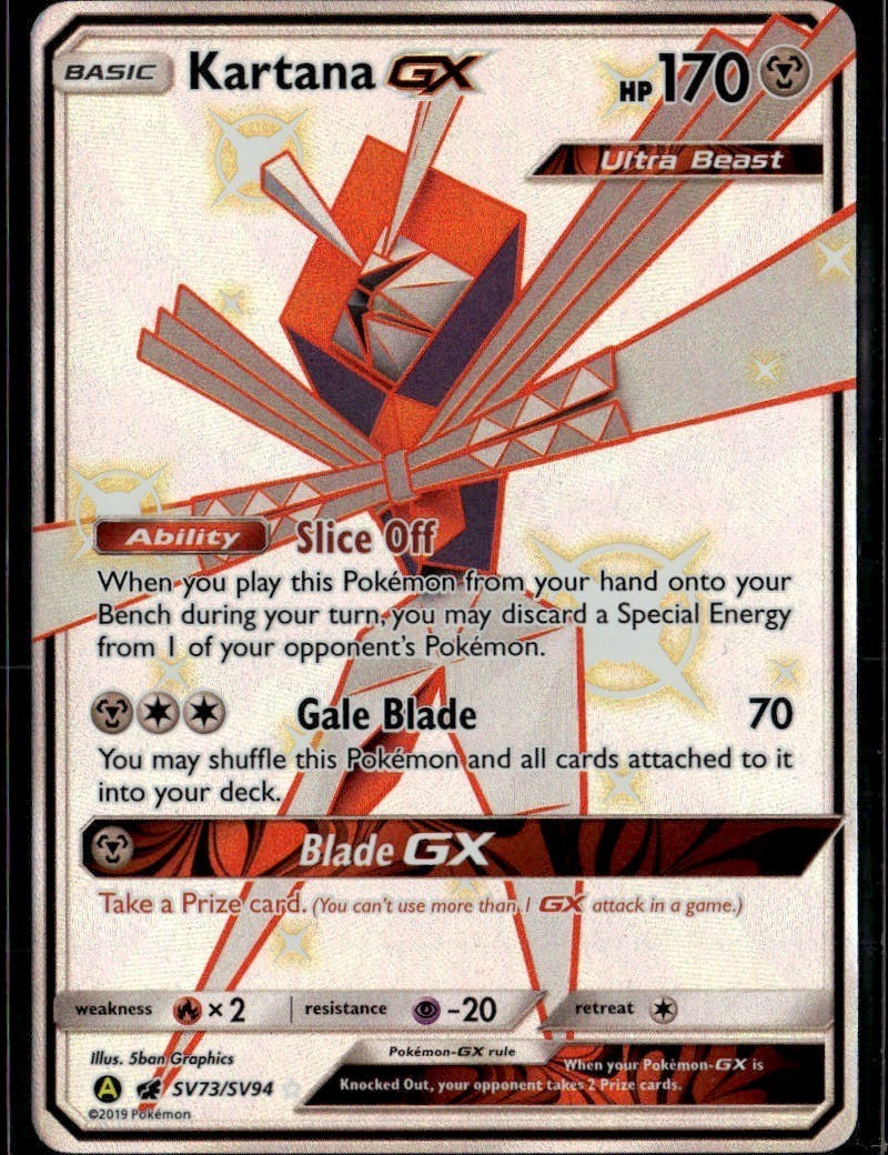 Kartana GX Shiny Holo Rare Hidden Fates Shiny Vault SV73/SV94 Metal Pokemon Card