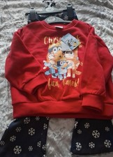Tu Bluey Christmas Girls Pyjama Set 2-3 Years Red Navy Snowflake Long Sleeve