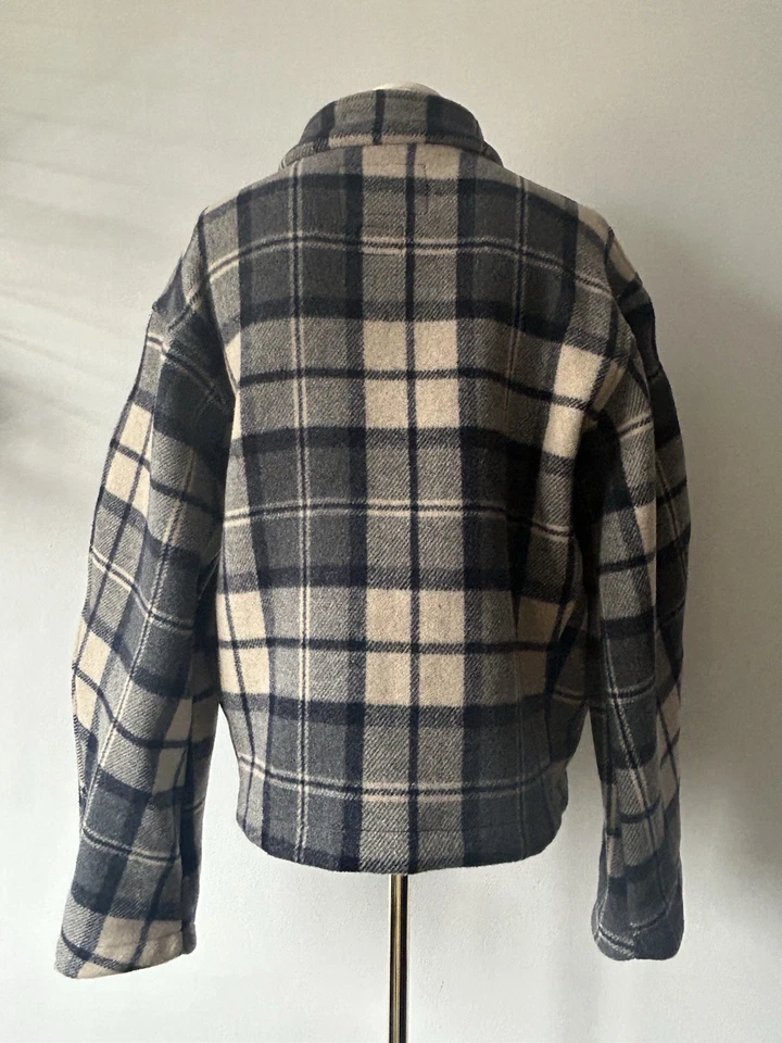 Girls of Dust 40s rider oversized jacket poncho grey wool check xxs - Image 4 of 4