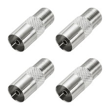 4Pcs Coaxial Cable Connector 26x10.5mm F Female to PAL Female Adapter Nickel