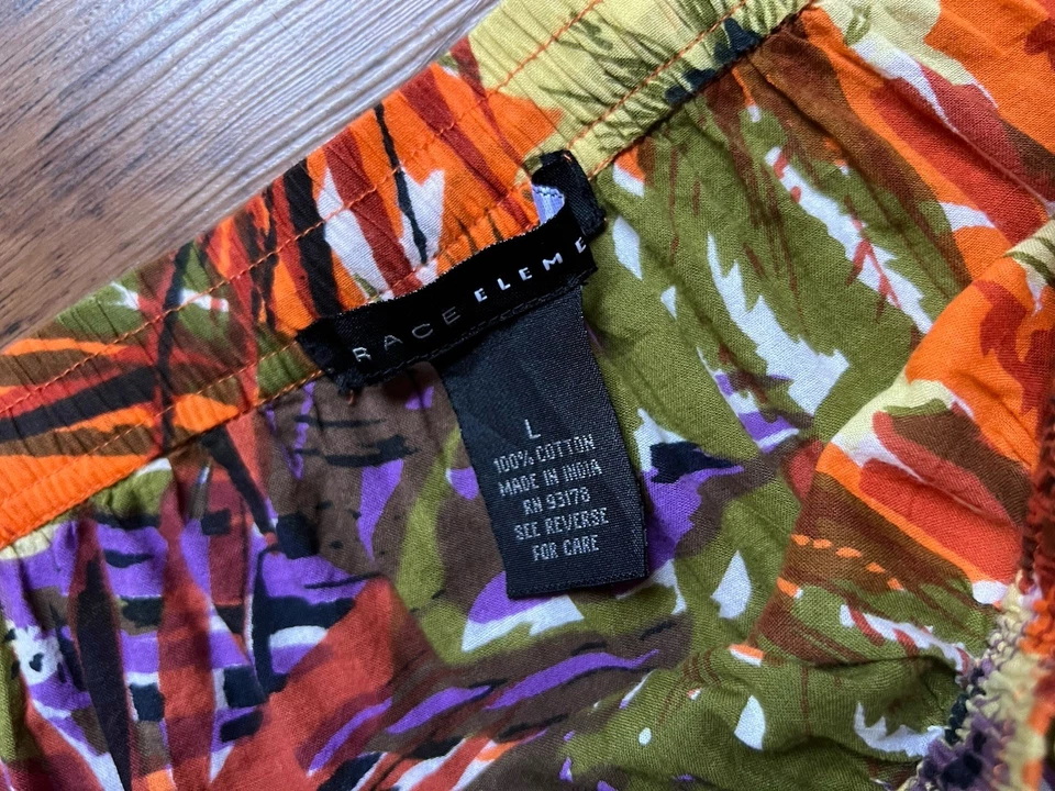 Saia Maxi Vintage Anos 90 Y2K Grande Floral Laranja Cintura Elástica Boho Tropical - Imagem 3 de 4