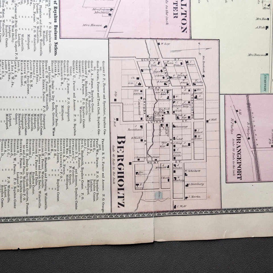 Vintage 1875 Somerset Royalton Center Bergholtz Orangeport Map Niagara County NY - Image 4 of 4