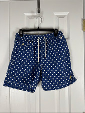 Polo Ralph Lauren Navy Blue and White Dot Swim Trunks Size M