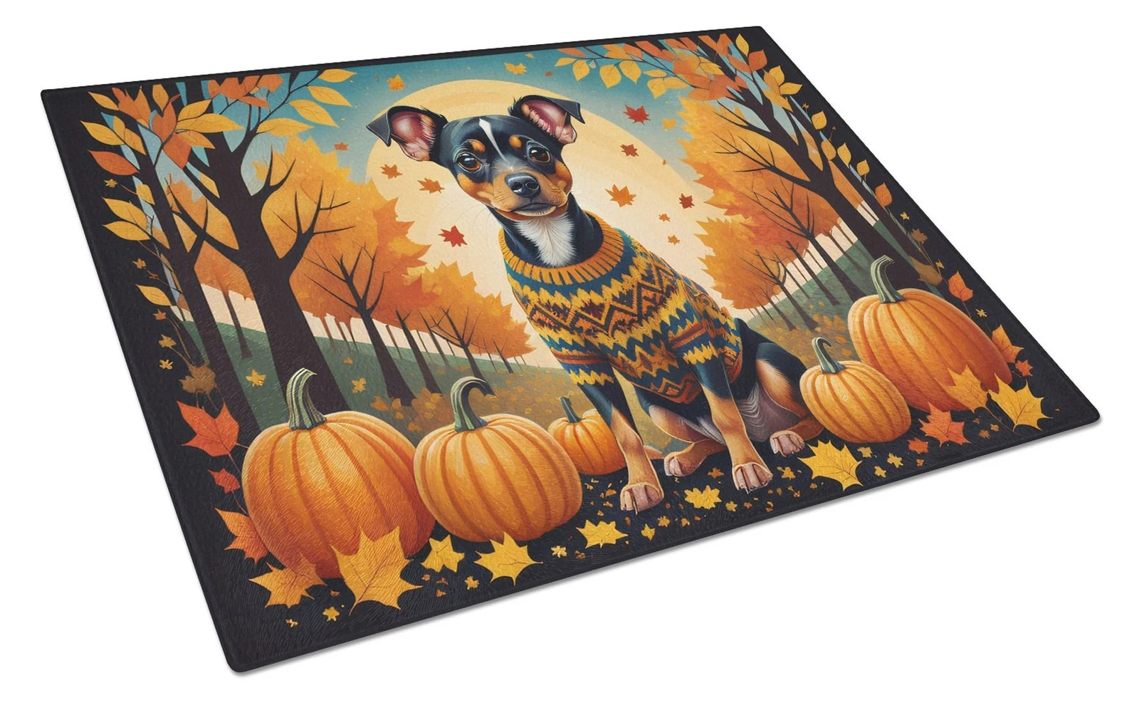 NEW Miniature Pinscher Fall Glass Cutting Board Decorative Tempered Glass