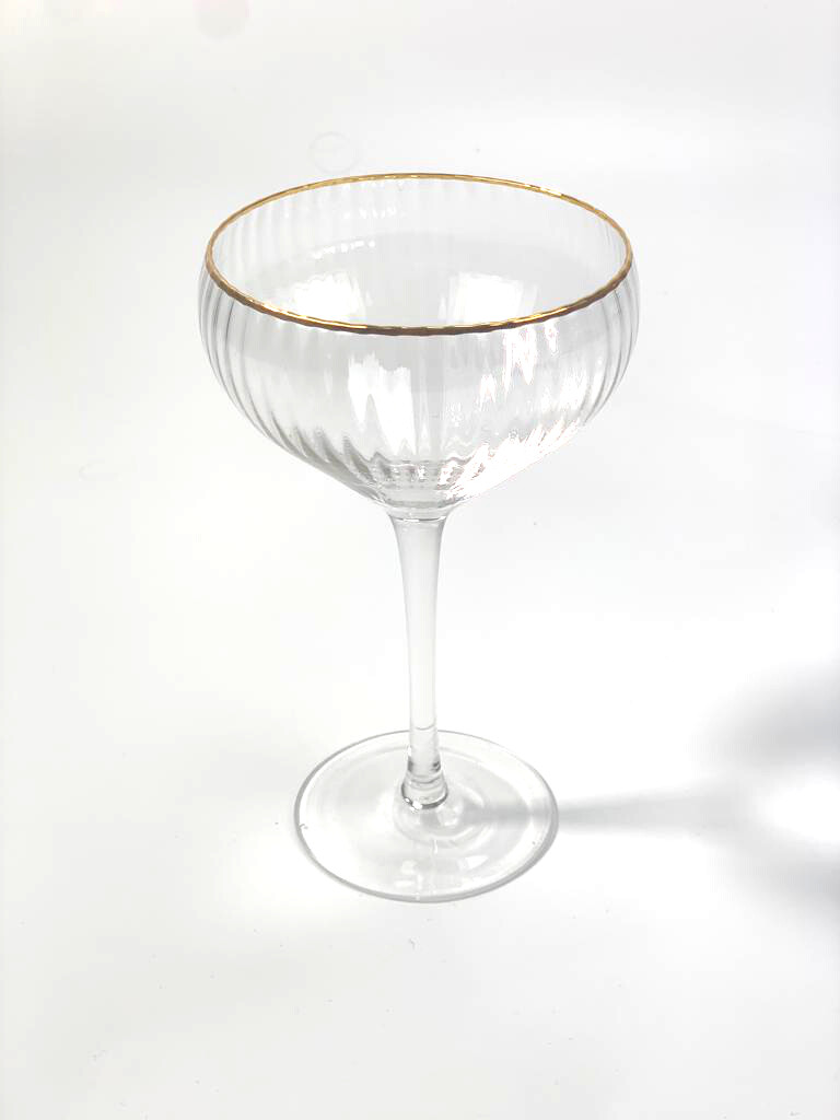 4 x Gold Rim Ribbed Cocktail Glasses Martini Glasses Prosecco Glass eBay