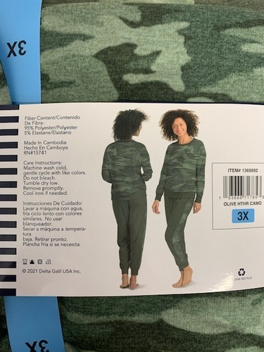 Pijama para mujer Splendid 2 piezas verde camuflado 3XL - Imagen 5 de 5
