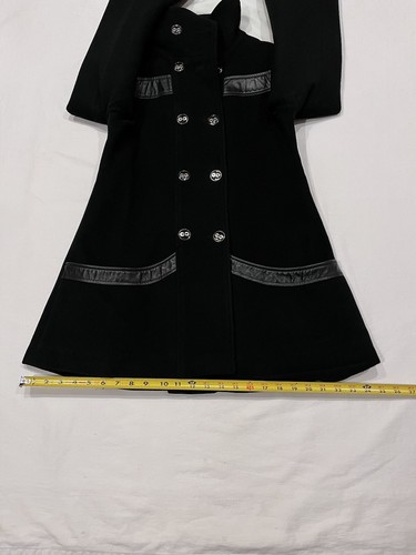 Mackage Wool Blend Button Front Leather Trim Collar Over Coat Jacket Women Small - Picture 8 of 18