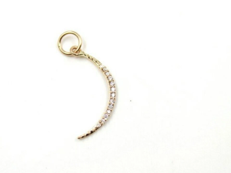 Colgante Luna Diamante Media Luna Oro Sólido 14K Símbolo DE Amor Regalo Navidad. Foto 3 de 4