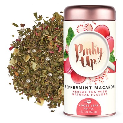 Pinky Up PEPPERMINT MACON Loose Leaf Tea Herbal Naturally Low Calories 1 Tin 2.1