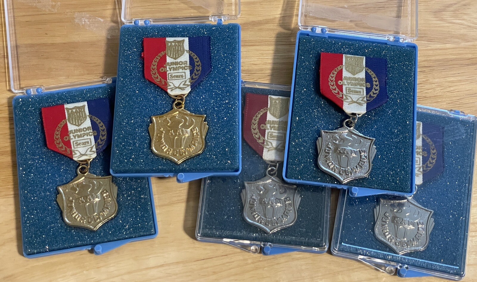 Vintage AAU Junior Olympics Sears Medal, Gold SILVER Medal LOT Wilson Trophy Pin eBay