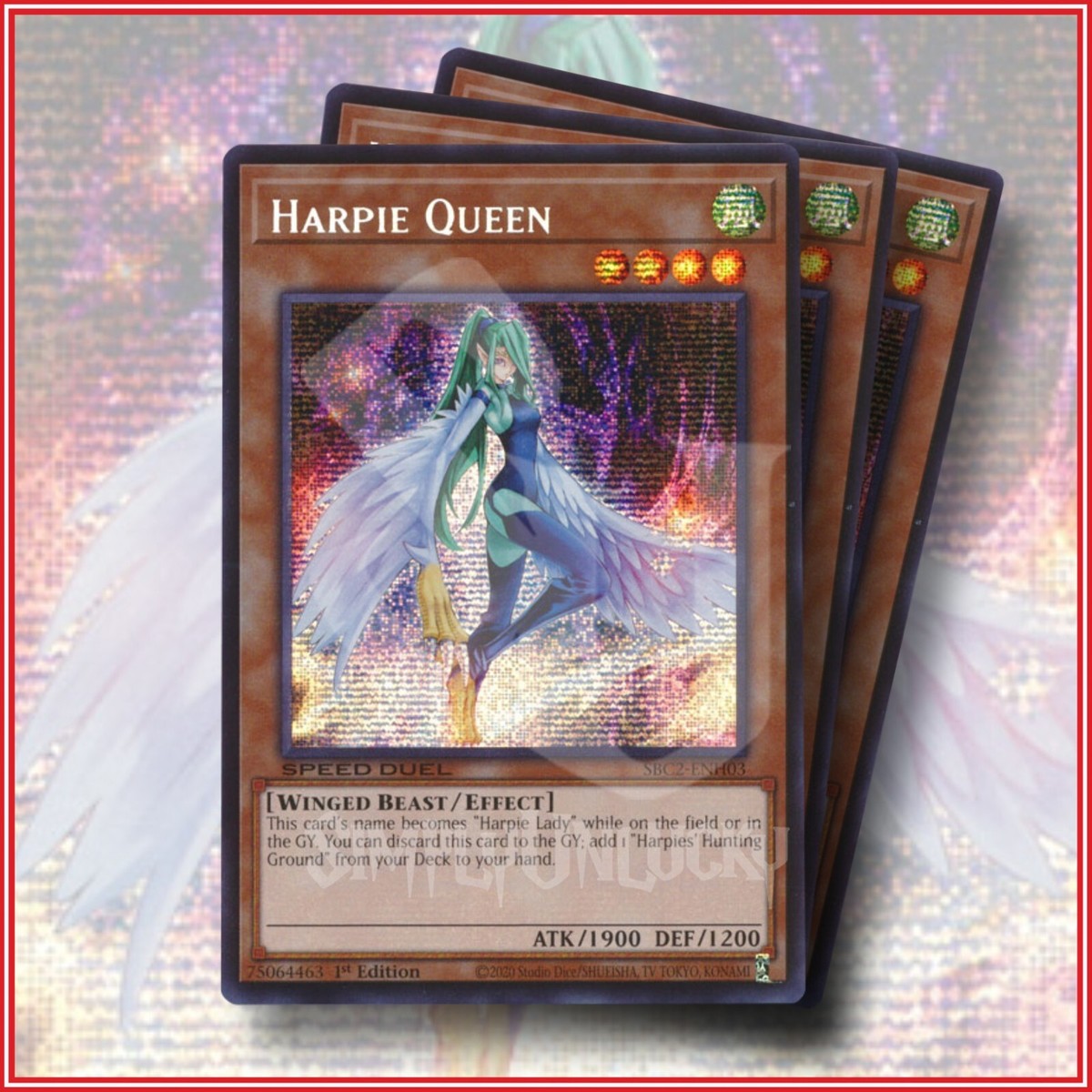 YuGiOh HARPIE QUEEN SBC2-ENH03 Prismatic Secret Rare Battle City