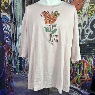 Disney Embroidered Pink TShirt Plant Lady Plus Sz Med Epcot Flower Festival B1