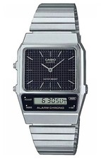 Casio AQ-800E-1A Vintage Analog Digital Black Dial Grid Pattern Men Retro Watch
