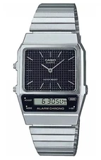 Casio AQ-800E-1A Vintage Analog Digital Black Dial Grid Pattern Men Retro Watch