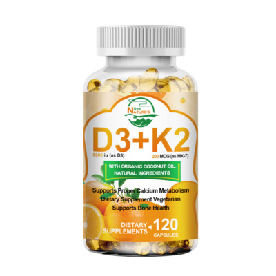 Vitamin D3 + Vitamin K2 Softgels - 5000IU Vit D3 Per Serving - Immune Support