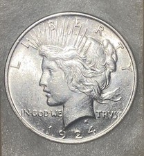 Peace Silver Dollar Coin 1924 90% Silver MS+ GEM - 1 Dollar