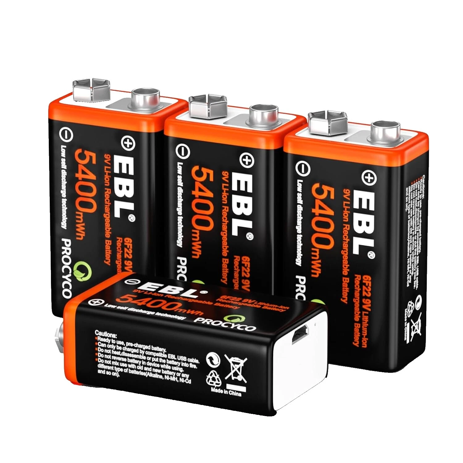 Lithium 9 V Rechargeable Batteries