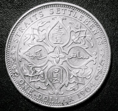 1904 Edward VII Straits Settlements One Dollar $1 Silver Coin