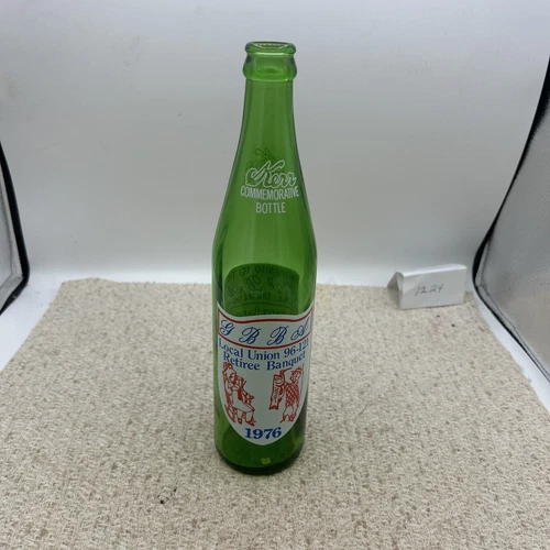 Vintage 1976 Kerr Soda Bottle Commemorative Green Glass Retiree Banquet Union