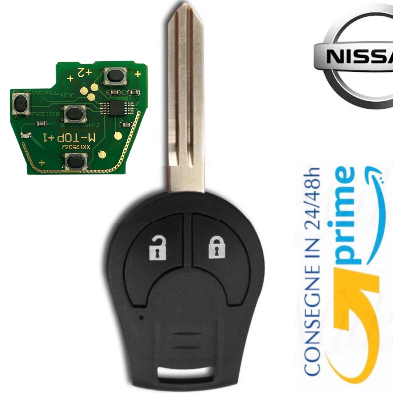Chiave di Scorta Nissan 2 Tasti | Telecomando Auto Sicuro con Elettronica