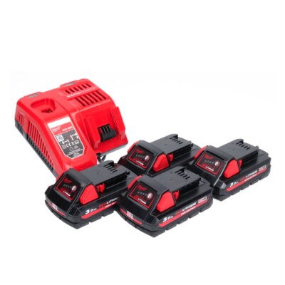 Milwaukee M18 NRG-304 Akku Starter Set 4x 18 V 3,0 Ah Li-Ion Akku + Ladegerät