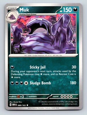 Muk HP 150 Sticky Jail Sludge Bomb Rarity Dark Pokémon Card | eBay