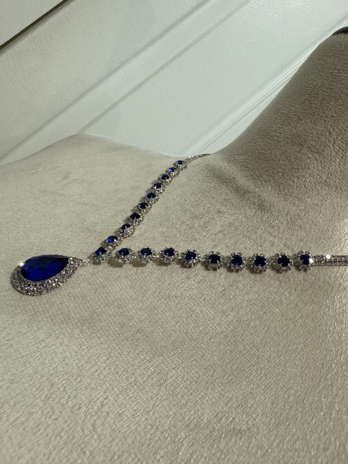 Collana Cristallo Orecchini e Braccialetto Set Gioielli Blu Reale foto 5
