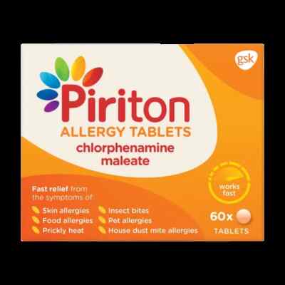 Piriton Allergy Relief Tablets Allergies of Skin, Food, Pet, Insects