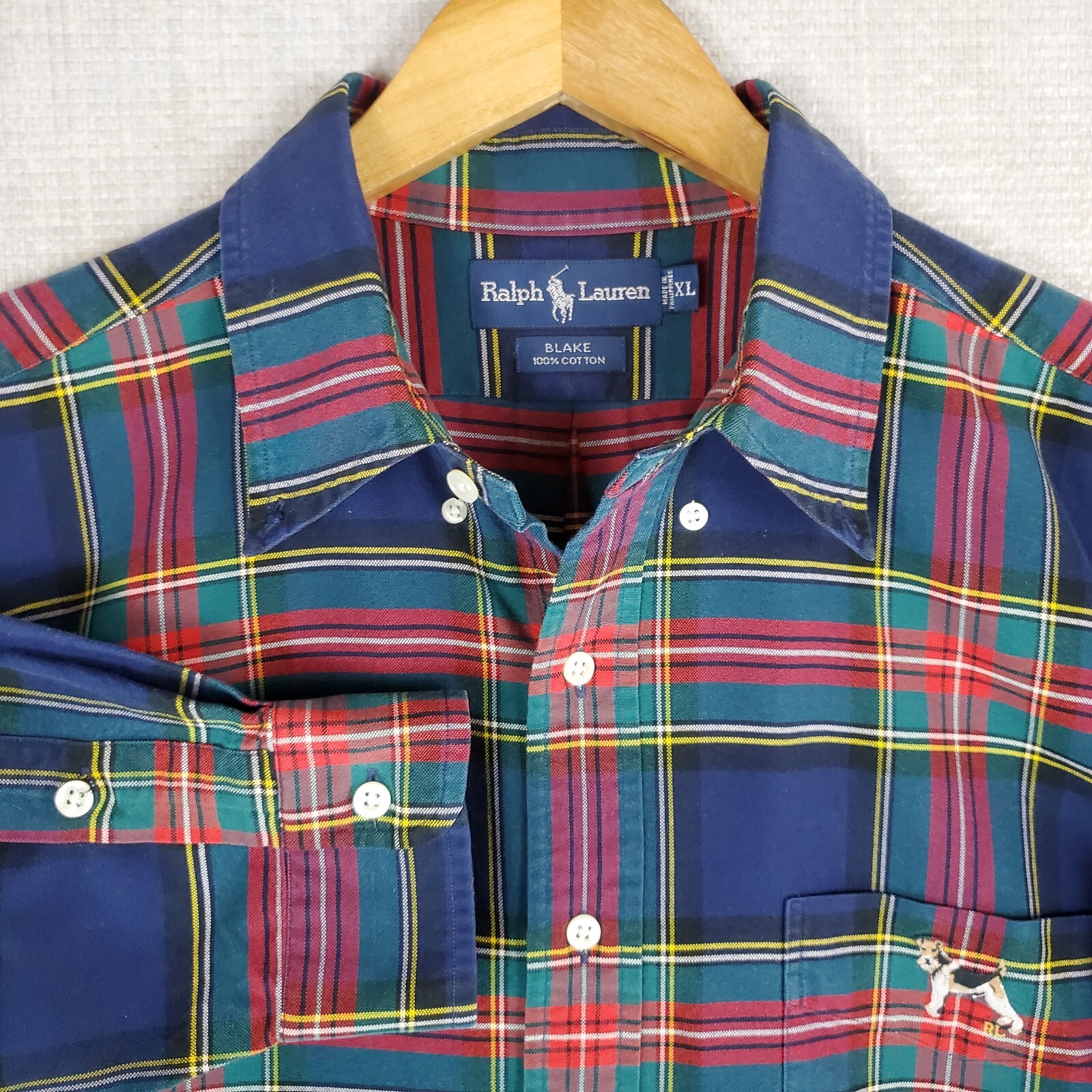 VTG POLO RALPH LAUREN Size XL Mens Button Front Shirt "Blake" Oxford Terrier image 4