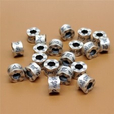 2 Sterling Silver Om mani padme hum Beads 925 Silver Oxidized Matte Spacer