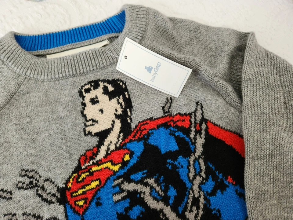 NWT BABY GAP + JUNK FOOD 5T SUPERMAN INTARSIA LONG-SLEEVE SWEATER - Image 2 of 2