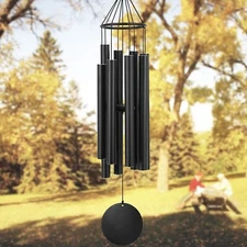 38in Long Wind Chimes 8 Tubes Copper Church Bell Outdoor Garden Decor Black