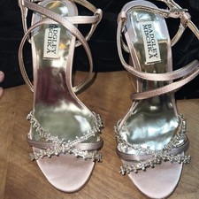 Badgley Mischka Heels Shoes Ladies 5.5 Pink Rhinestones Cocktail Party Wedding