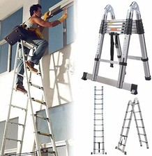 3.8M A Frame Folding Telescopic Ladder Extendable Folding Step Long Loft Ladders