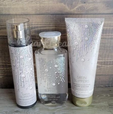 bath and body works satin slippers shower gel body cream fine fragrance mist