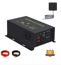 600W Power Inverter 24V to 120/220V Pure Sine Wave Remote Generator Truck Motor