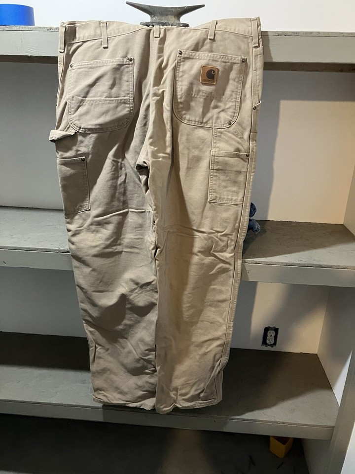 Men’s Kaki Or Tan Double Knee Carhartt Work Pants 36x34 eBay