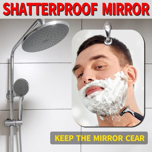 Shower Mirror Fogless for Shaving 10.7"X8"Larger Mirror for Wall Camping Framele - Picture 2 of 9