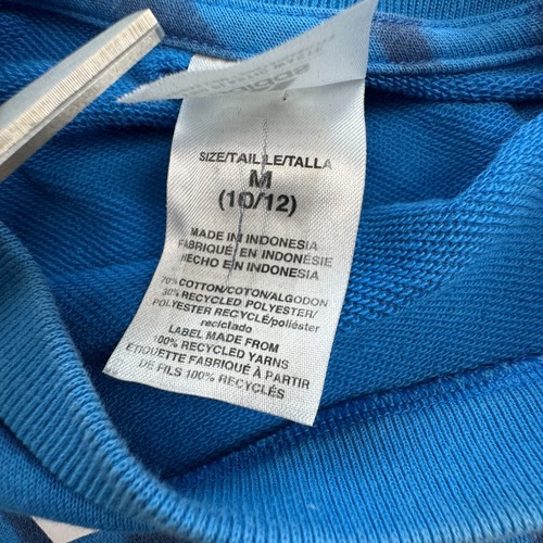 Adidas Sweatshirt Kids Size Medium 10/12 Blue Tiger Print Pullover Logo Crewneck - Picture 5 of 9